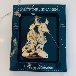 Vintage 24k Gold Gloria Duchin 1994 Christmas Reindeer Ornament NEW Damaged Box